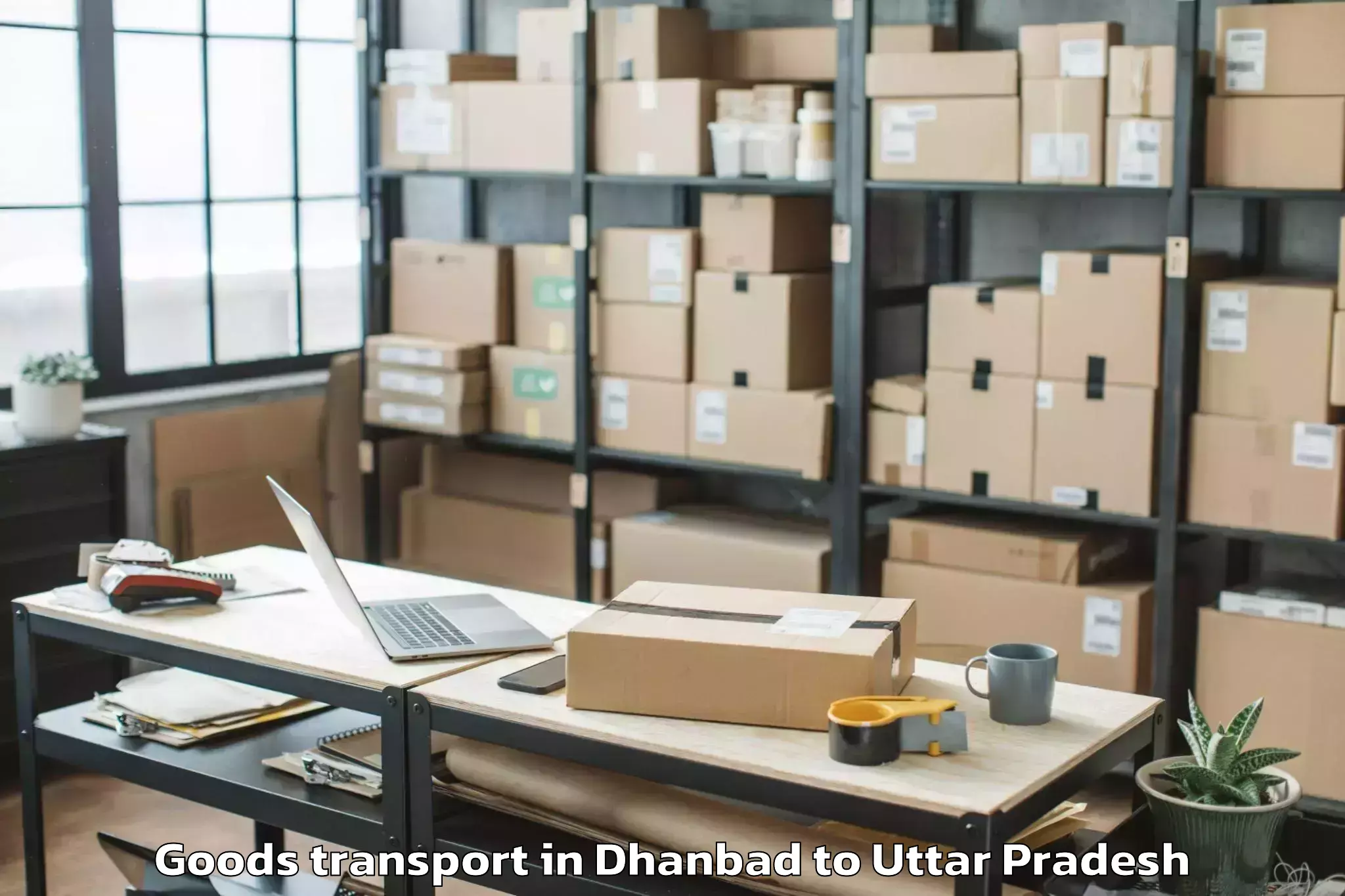 Top Dhanbad to Pilkhua Goods Transport Available